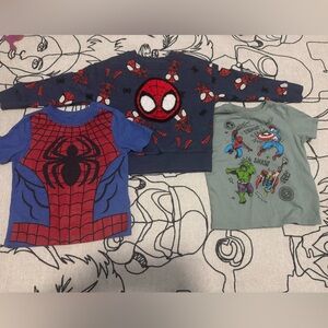 Marvel Spider-Man and Avengers Kids Tees - Blue, Gray, Navy
